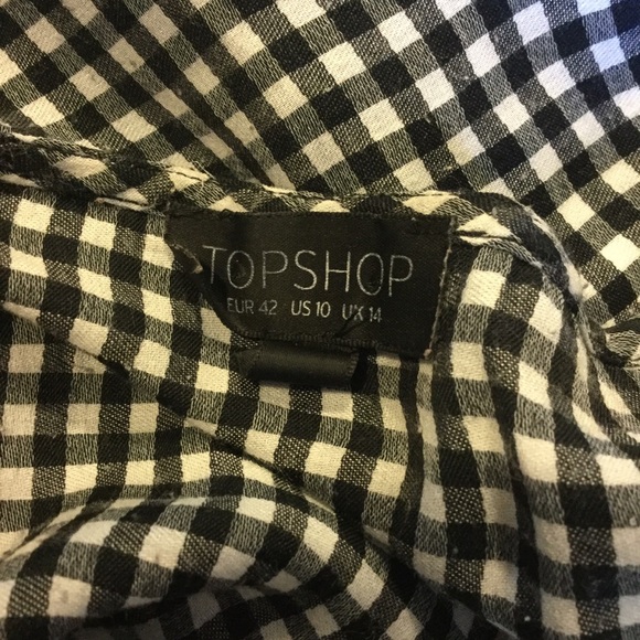 Topshop- Black/White checkered bell sleeve top. 10 - Picture 6 of 8